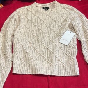 NWT PEARL EMBELLISHED CREW NECK SWEATER